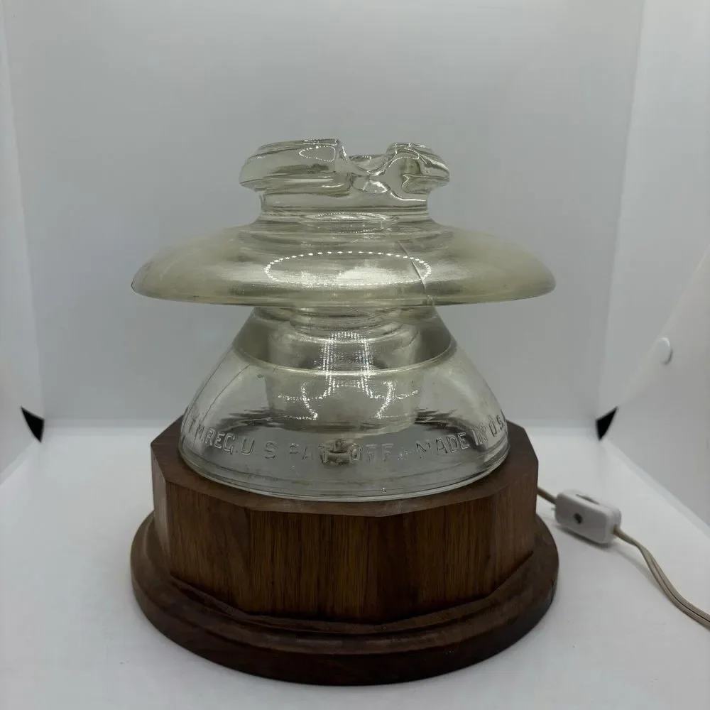 Vintage Corning Pyrex Lamp Leviton 271 120V 7W‎ Single Bulb Wooden Base USA